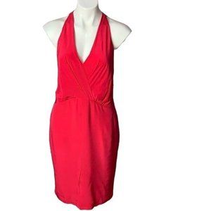 Ali Ro Dress Womans 6 Pink Front Slit Exposed Back Zipper Strappy Pleats